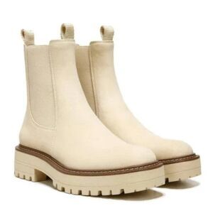 Sam Edelman Laguna Waterproof Lug Sole Chelsea Boot in Cream (WIDE)